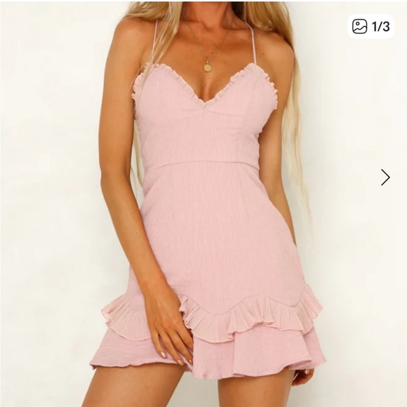 Hello Molly Dresses & Skirts - HELLO MOLLY Scorpio Season Elegant Blush Pink Ruffle Dress Mini Size Small